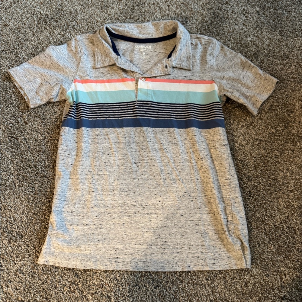 OshKosh B'gosh Gray Polo with Colorful Stripes